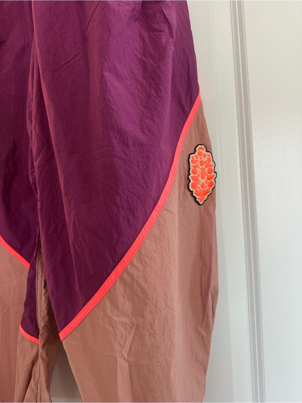 NWT XS Free People Colorblock Track Pants Joggers in Plum & Taupe with Neon Trim - Picture 3 of 6